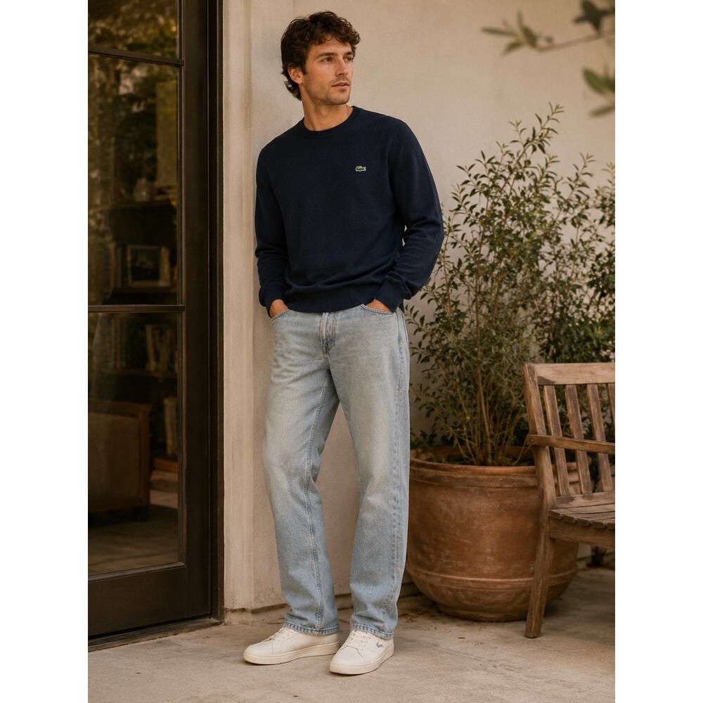 LACOSTE 5 POCKET STRAIGHT CUT INDIGO JEANS IN SIZE 32 X 32